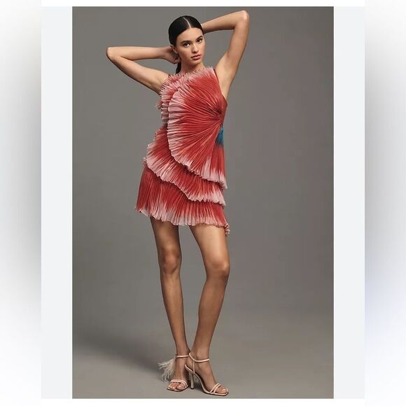 Geisha Designs 3D Floral Asymmetrical Mini Dress